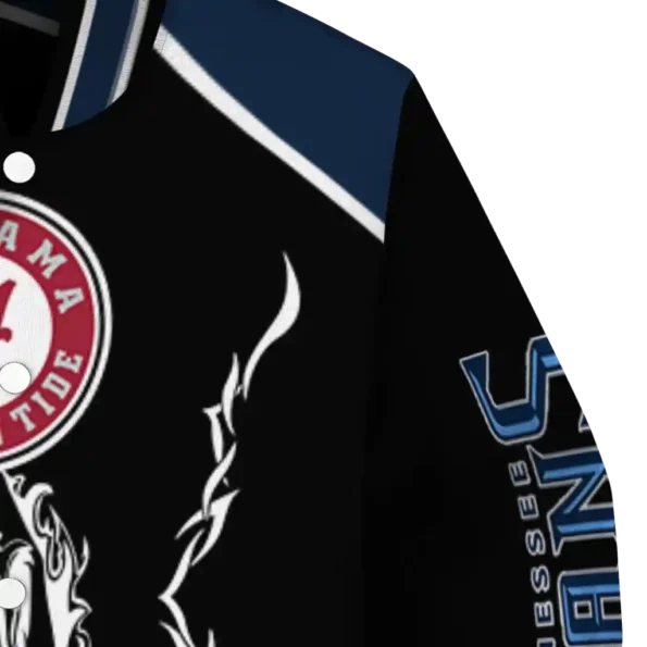custom tennessee titans claw blood navy black varsity jacket premium grade
