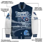custom tennessee titans ferris arena navy white varsity jacket best selling