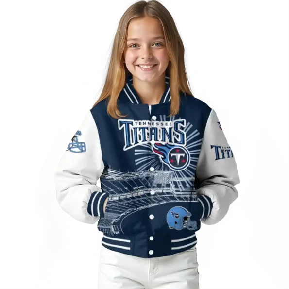 custom tennessee titans ferris arena navy white varsity jacket top rated