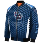 custom tennessee titans hexagon grid navy bomber jacket best selling
