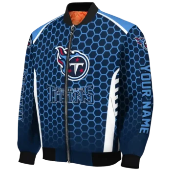custom tennessee titans hexagon grid navy bomber jacket best selling