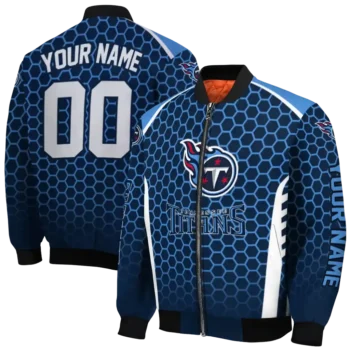 custom tennessee titans hexagon grid navy bomber jacket fashion forward