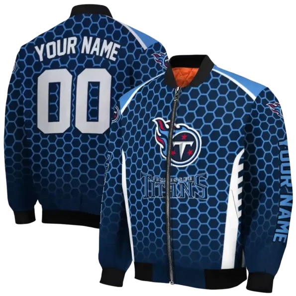 custom tennessee titans hexagon grid navy bomber jacket fashion forward