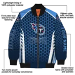 custom tennessee titans hexagon grid navy bomber jacket best selling