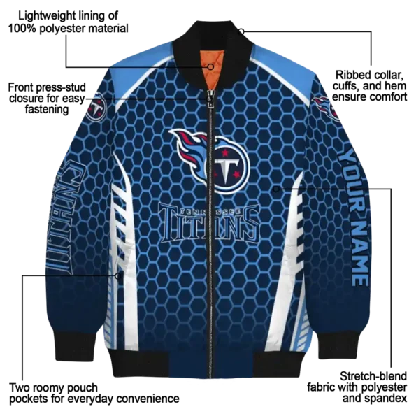 custom tennessee titans hexagon grid navy bomber jacket new arrival