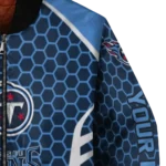 custom tennessee titans hexagon grid navy bomber jacket best selling