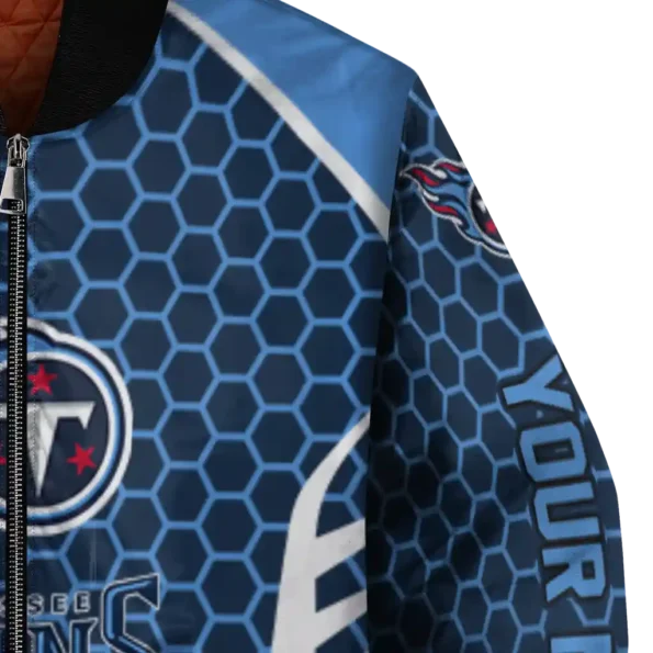 custom tennessee titans hexagon grid navy bomber jacket premium grade