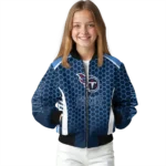custom tennessee titans hexagon grid navy bomber jacket best selling