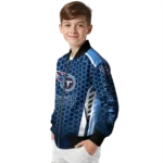 custom tennessee titans hexagon grid navy bomber jacket best selling
