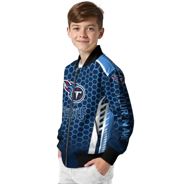 custom tennessee titans hexagon grid navy bomber jacket trendy