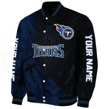 custom tennessee titans hexagon mesh navy black varsity jacket best selling