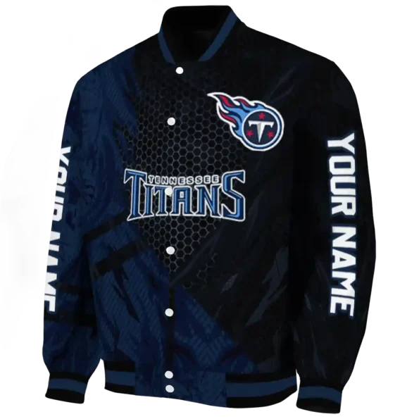 custom tennessee titans hexagon mesh navy black varsity jacket best selling
