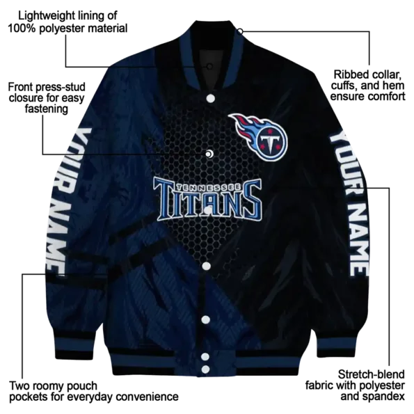 custom tennessee titans hexagon mesh navy black varsity jacket new arrival