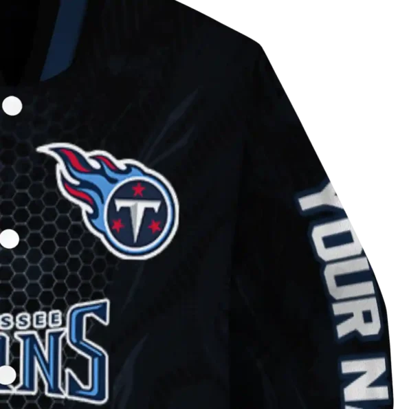 custom tennessee titans hexagon mesh navy black varsity jacket premium grade