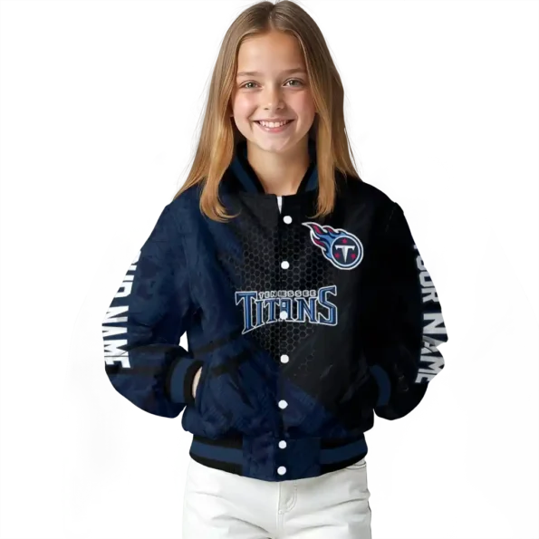 custom tennessee titans hexagon mesh navy black varsity jacket top rated