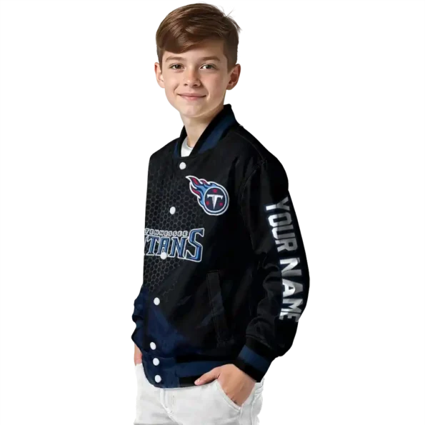 custom tennessee titans hexagon mesh navy black varsity jacket trendy