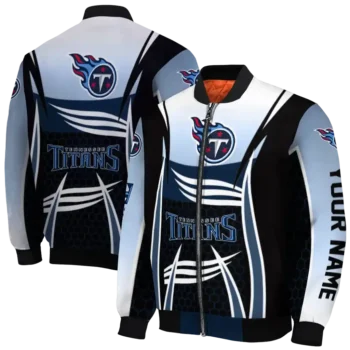 custom tennessee titans mesh effect navy black bomber jacket fashion forward