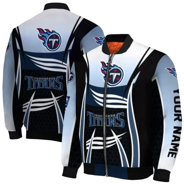 custom tennessee titans mesh effect navy black bomber jacket fashion forward