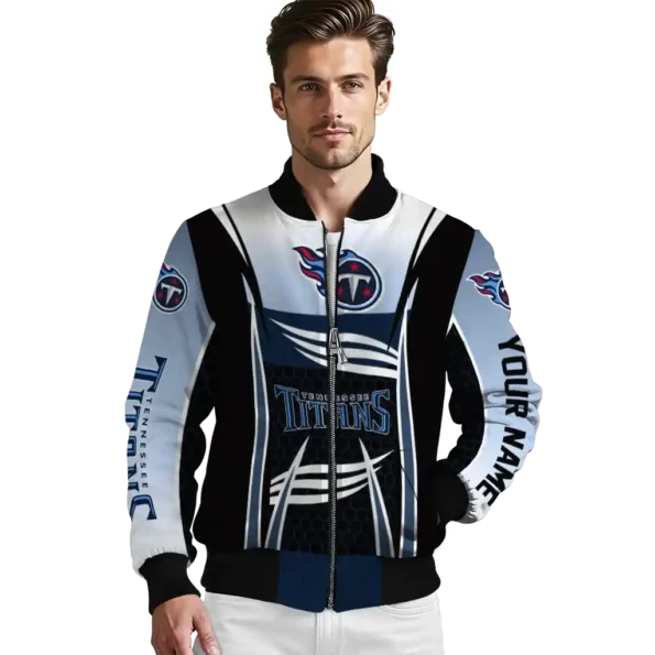 custom tennessee titans mesh effect navy black bomber jacket high quality