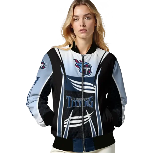 custom tennessee titans mesh effect navy black bomber jacket latest model