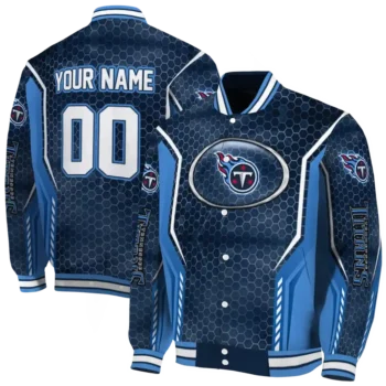 custom tennessee titans power plate navy varsity jacket fashion forward