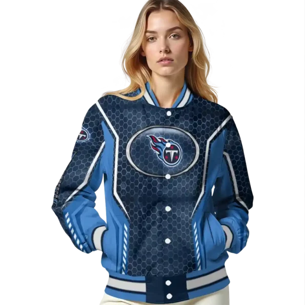 custom tennessee titans power plate navy varsity jacket latest model