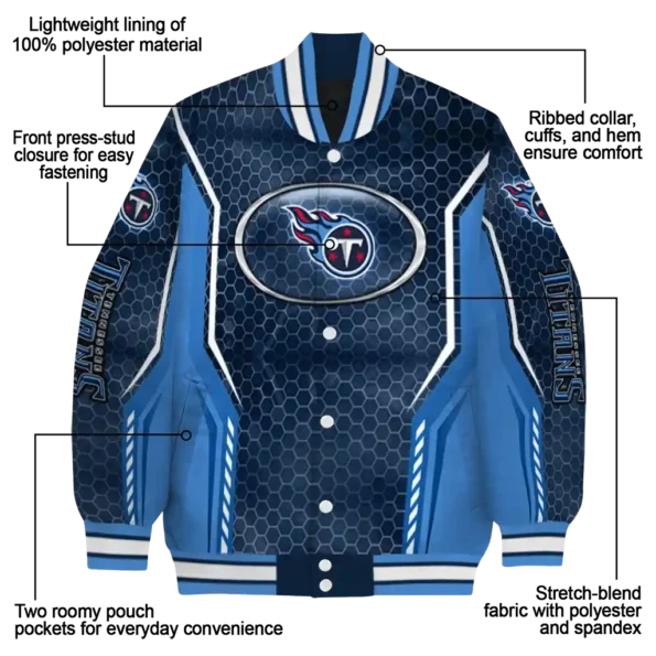 custom tennessee titans power plate navy varsity jacket new arrival