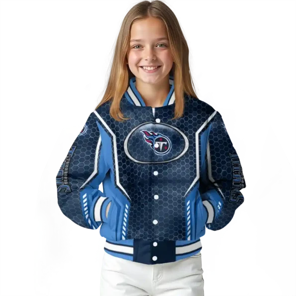 custom tennessee titans power plate navy varsity jacket top rated