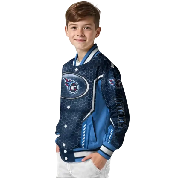 custom tennessee titans power plate navy varsity jacket trendy