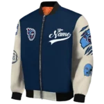 custom tennessee titans razorback outline navy nude bomber jacket best selling