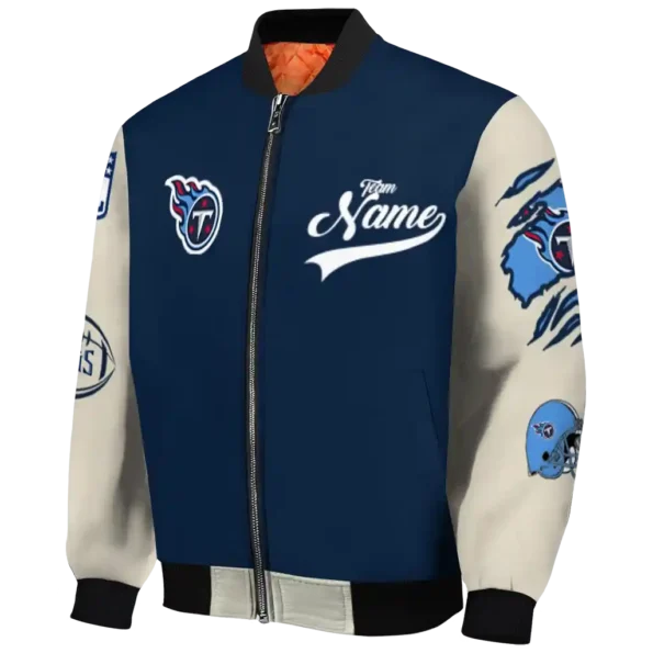 custom tennessee titans razorback outline navy nude bomber jacket best selling
