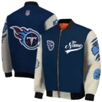 custom tennessee titans razorback outline navy nude bomber jacket best selling