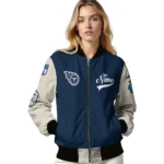 custom tennessee titans razorback outline navy nude bomber jacket best selling