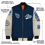 custom tennessee titans razorback outline navy nude bomber jacket best selling