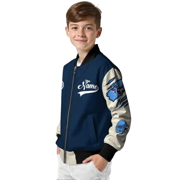 custom tennessee titans razorback outline navy nude bomber jacket trendy