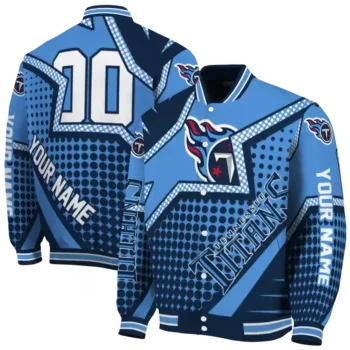 custom tennessee titans star burst navy varsity jacket fashion forward