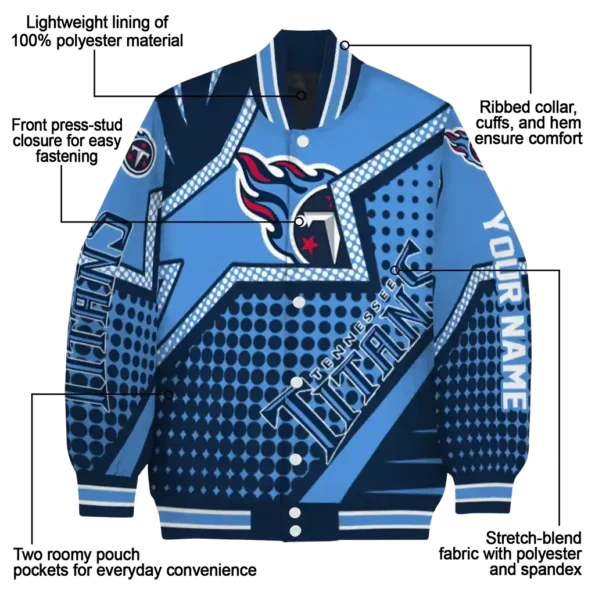 custom tennessee titans star burst navy varsity jacket new arrival