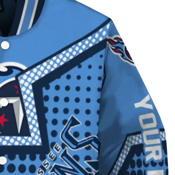 custom tennessee titans star burst navy varsity jacket premium grade
