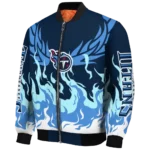 custom tennessee titans winged blaze navy white bomber jacket best selling