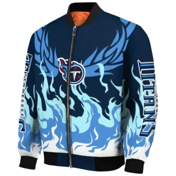 custom tennessee titans winged blaze navy white bomber jacket best selling