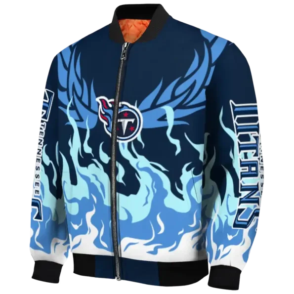 custom tennessee titans winged blaze navy white bomber jacket best selling