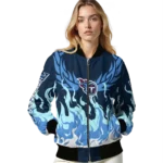custom tennessee titans winged blaze navy white bomber jacket best selling