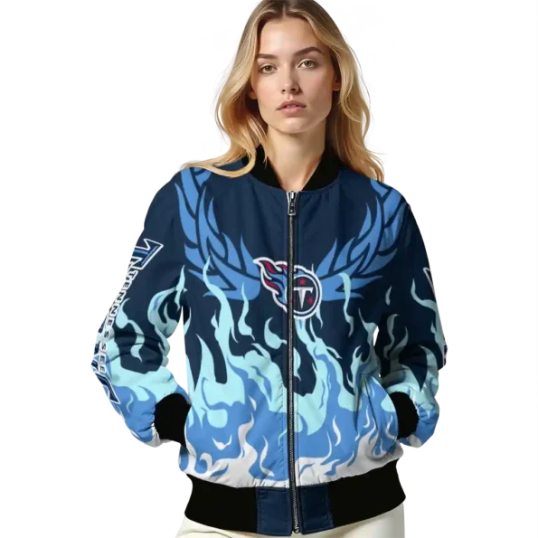 custom tennessee titans winged blaze navy white bomber jacket latest model