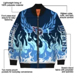 custom tennessee titans winged blaze navy white bomber jacket best selling
