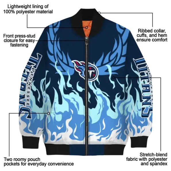 custom tennessee titans winged blaze navy white bomber jacket new arrival