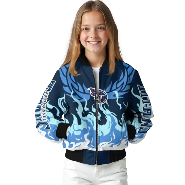 custom tennessee titans winged blaze navy white bomber jacket top rated