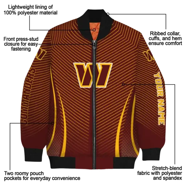 custom washington commanders chevron arrow burgundy bomber jacket new arrival