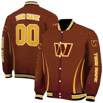 custom washington commanders chevron arrow burgundy varsity jacket fashion forward