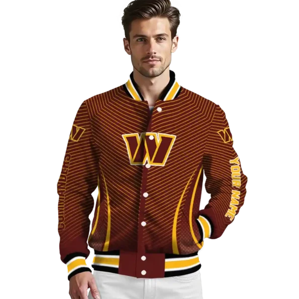 custom washington commanders chevron arrow burgundy varsity jacket high quality