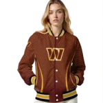 custom washington commanders chevron arrow burgundy varsity jacket best selling